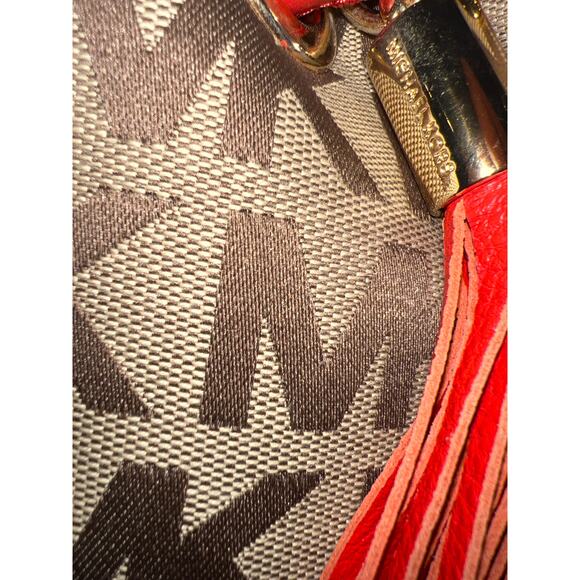 Michael Kors Canvas & Leather Tassel Shoulder Bag - Cream/Brown - EUC - Picture 8 of 17